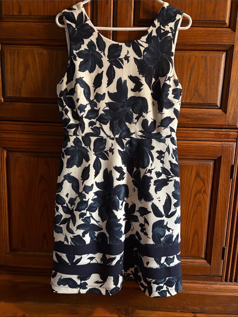 41 Hawthorn Navy Floral Fit-and-Flare Dress on Cream